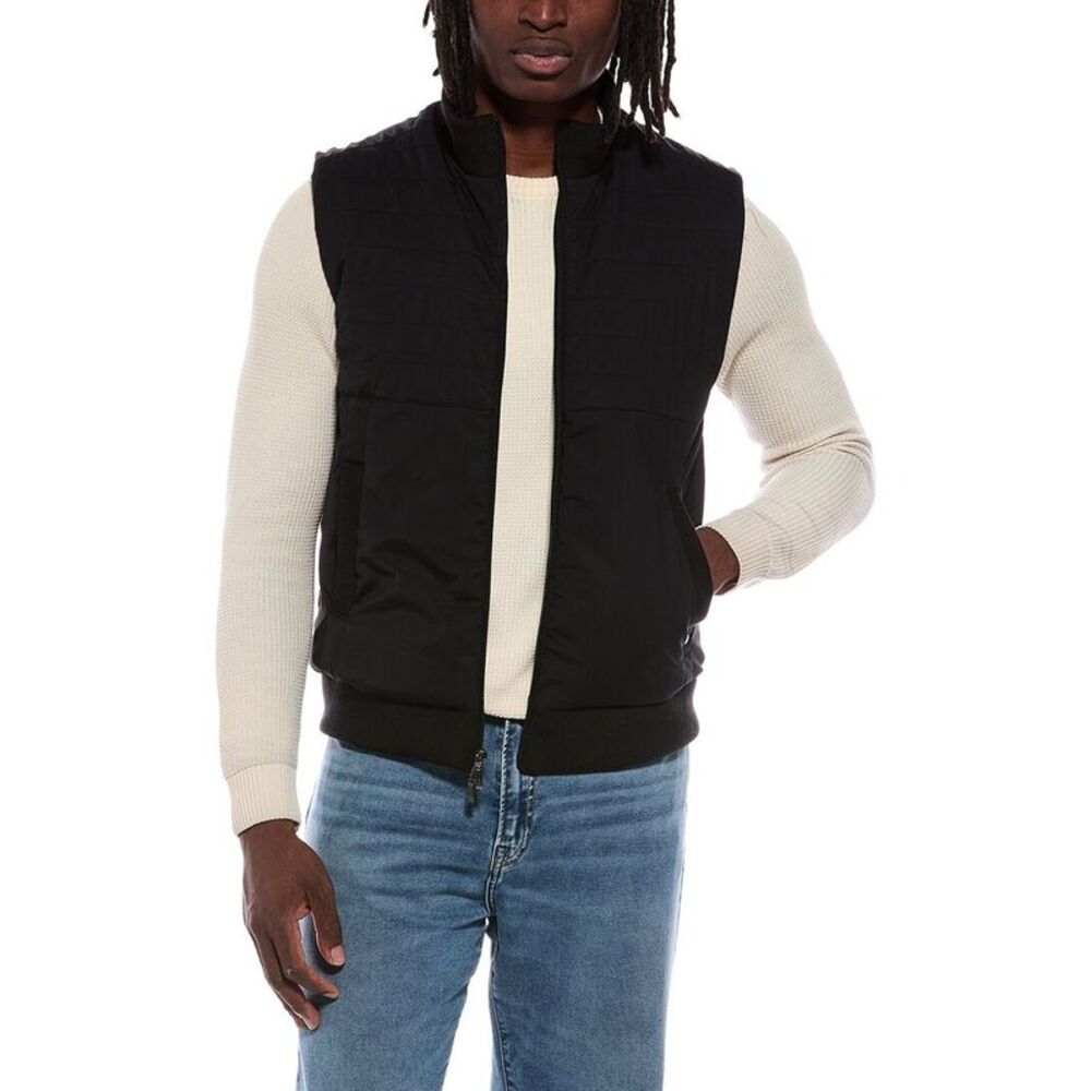 Elie Tahari Mens  Corduroy Quilted Vest, Black